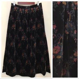 Vtg Floral Velvet Skirt Susan Bristol M